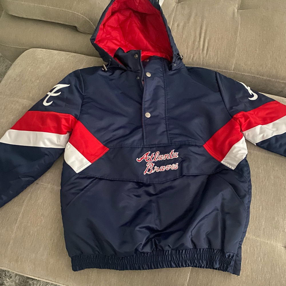 Brand new Atlanta Braves Starter Force Play II Half-Zip Hooded Jacket - Navy
